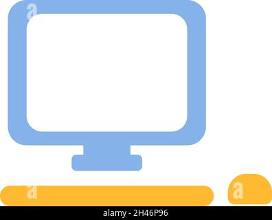Arbeitscomputer, Illustration, Vektor, auf weißem Hintergrund. Stock Vektor