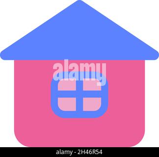 Kindergarten rosa Haus, Illustration, Vektor, auf weißem Hintergrund. Stock Vektor