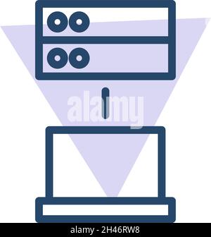 Server und Notebook, Illustration, Vektor, auf weißem Hintergrund. Stock Vektor