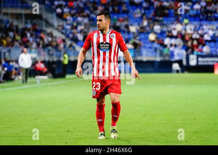 Malaga, Spanien. Oktober 2021. Joselu Moreno von CD Lugo gesehen während des LaLiga SmartBank 2021/22 Spiels zwischen Malaga CF und CD Lugo im La Rosaleda Stadium.Final Score; Malaga CF 1:0 CD Lugo. (Foto von Francis Gonzalez/SOPA Images/Sipa USA) Quelle: SIPA USA/Alamy Live News Stockfoto