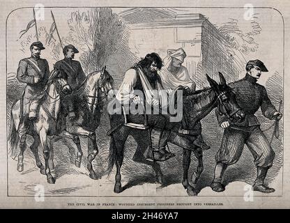 Französisch-Preußischer Krieg: Bürgerunruhen in Paris. Holzstich. Stockfoto