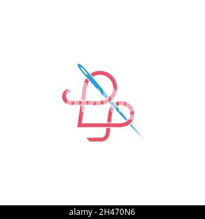 Buchstabe l Faden Nadel einfache Kurve Mode Logo Vektor Stock Vektor