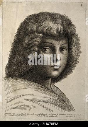 Archytas von Tarentum. Radierung von P. Fidanza nach Raphael Sanzio. Stockfoto