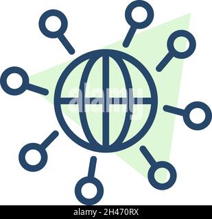 Netzwerk verbunden, Abbildung, Vektor, auf weißem Hintergrund. Stock Vektor