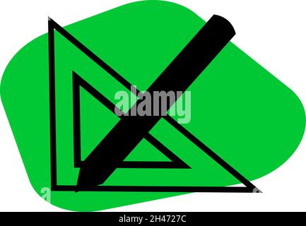 Lineal und schwarzer Stift, Illustration, Vektor, auf weißem Hintergrund. Stock Vektor