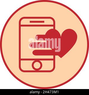 Telefon mit Herz, Illustration, Vektor, auf weißem Hintergrund. Stock Vektor