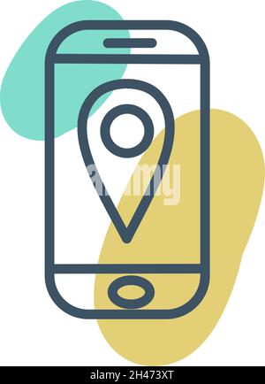 Telefonnavigation, Illustration, Vektor, auf weißem Hintergrund. Stock Vektor