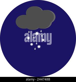Schnee fällt aus einer Wolke, Illustration, Vektor, auf weißem Hintergrund. Stock Vektor