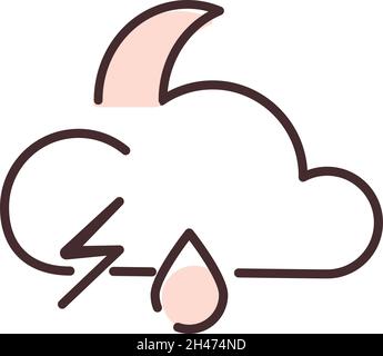 Gewitter mit Regen, Illustration, Vektor, auf weißem Hintergrund. Stock Vektor