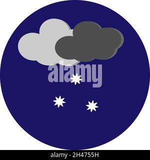 Schnee fällt aus den Wolken, Illustration, Vektor, auf weißem Hintergrund. Stock Vektor