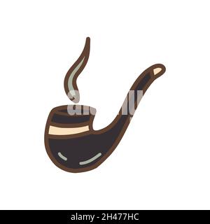 Rauchrohr. Altes klassisches Retro-Element. Bunte Vektor isolierte Illustration von Hand gezeichnete Umrisse Stock Vektor