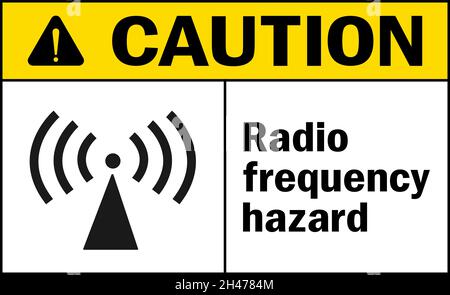 Warnschild für Hochfrequenzgefahren. Warnschilder und Symbole für Strahlung. Stock Vektor