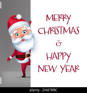 Weihnachtsmann mit leerem Raum. Fröhliche Weihnachten Grußkarte Design. Cartoon-Vektorgrafik Stock Vektor