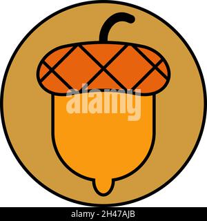 Braune Eichel, Illustration, Vektor, auf weißem Hintergrund. Stock Vektor