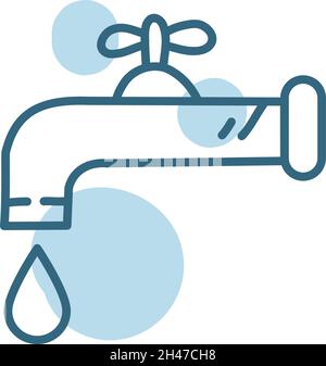 Wasserhahn, Illustration, Vektor, auf weißem Hintergrund. Stock Vektor