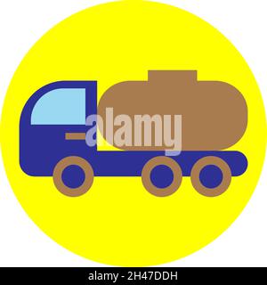 Großer LKW mit Tank, Illustration, Vektor, auf weißem Hintergrund. Stock Vektor