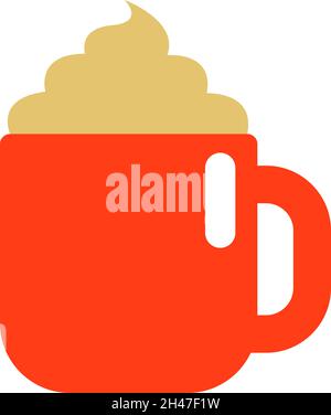 Heiße Tasse Kaffee mit Schlagsahne, Illustration, Vektor, auf weißem Hintergrund. Stock Vektor