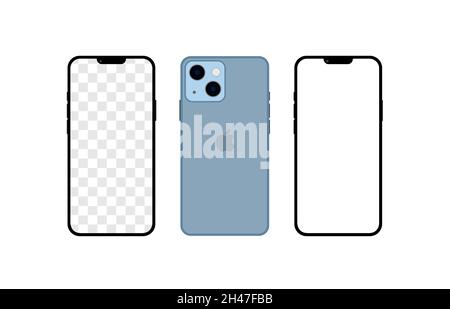 IPhone 13 Blau Farbe. Realistisches Smartphone-Modell. Vektor Stock Vektor