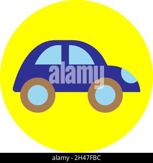 Kleines blaues Auto, Illustration, Vektor, auf weißem Hintergrund. Stock Vektor