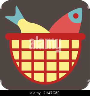Fisch im Netz, Illustration, Vektor, auf weißem Hintergrund. Stock Vektor