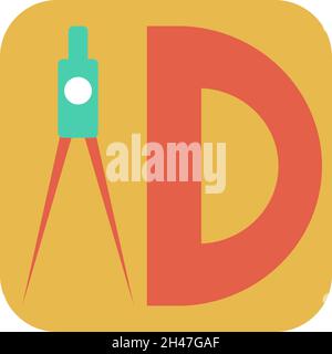 Kompass und Winkellineal, Illustration, Vektor, auf weißem Hintergrund. Stock Vektor