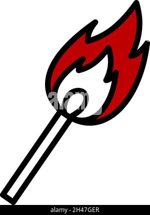 Brennender Match, Illustration, Vektor, auf weißem Hintergrund. Stock Vektor