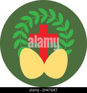 Osterei mit Olivenzweig, Illustration, Vektor, auf weißem Hintergrund. Stock Vektor