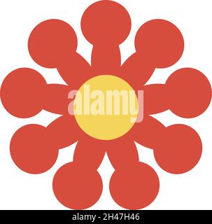 Interessante rote Blume, Illustration, Vektor, auf weißem Hintergrund. Stock Vektor
