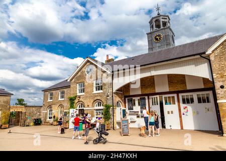 Das Homestead Cafe befindet sich im ehemaligen georgianischen Stallungen im Beckenham Place Park, London, Großbritannien Stockfoto