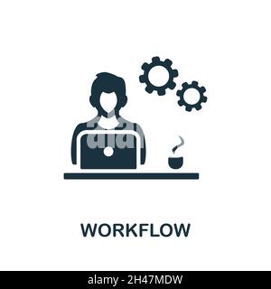 Workflow-Symbol. Monochromes Schild aus der Projektentwicklungskollektion. Creative Workflow Icon Illustration für Webdesign, Infografiken und vieles mehr Stock Vektor