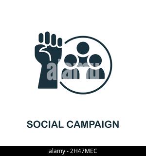 Symbol für soziale Kampagne. Monochromes Schild aus der Projektentwicklungskollektion. Creative Social Campaign Icon Illustration für Web-Design, Infografiken und Stock Vektor