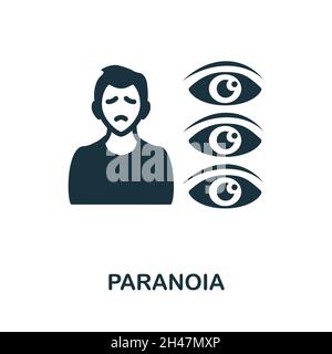 Paranoia-Symbol. Monochromes Schild aus der Psychotherapie-Sammlung. Kreative Paranoia Icon Illustration für Webdesign, Infografiken und mehr Stock Vektor