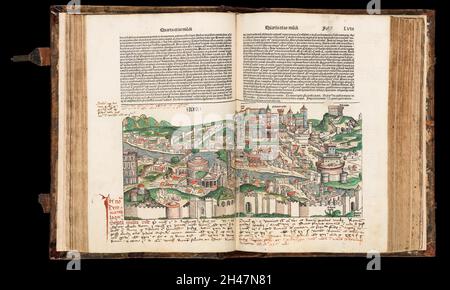 Folio LVIII, Stadtbild von Rom, aus 'Liber chronicarum' Stockfoto