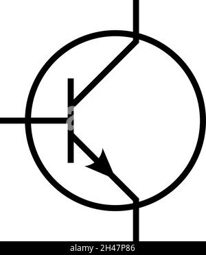 Symbolvektor des Transistors. Elektrische Schilder und Symbole. Stock Vektor