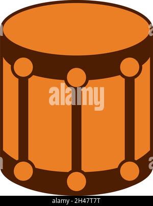 Orangefarbene Trommel, Illustration, Vektor, auf weißem Hintergrund. Stock Vektor