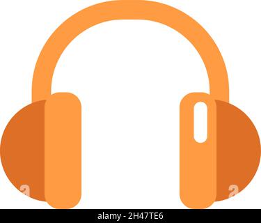 Orangefarbene Kopfhörer, Illustration, Vektor, auf weißem Hintergrund. Stock Vektor