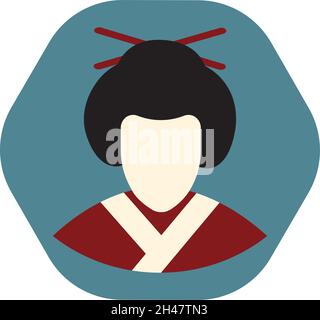 Japanische Geisha, Illustration, Vektor, auf weißem Hintergrund. Stock Vektor