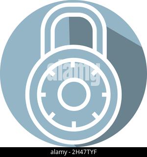 Zahlenschloss, Illustration, Vektor, auf weißem Hintergrund. Stock Vektor