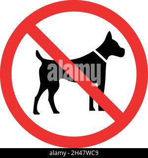 Keine Hunde erlaubt Schild. Verbotene Zeichen und Symbole. Stock Vektor