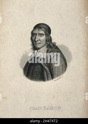 Jean Hamon. Linienstich von F. J. Dequevauviller nach P. de Champaigne. Stockfoto