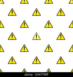 Ausrufewarnzeichen nahtloser Musterhintergrund. Sicherheitsschilder und -Symbole. Stock Vektor