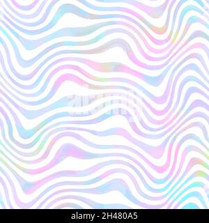 Abstrakt trendig gewellt gestreiften Aquarell Hintergrund. Handgezeichnetes Pastell Regenbogen bunte Streifen nahtlose Muster. Aquarell Wellen Mode Textur. Pr Stockfoto