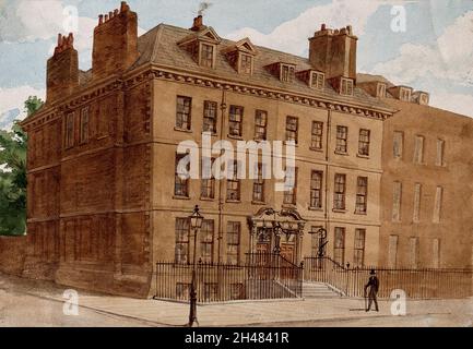 40-41 Queen Square, London, unmittelbar vor dem Abriss. Aquarell zugeschrieben J. P. Emslie, 1882. Stockfoto