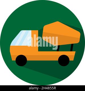 Orangefarbener Zementwagen, Illustration, Vektor, auf weißem Hintergrund. Stock Vektor