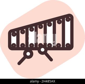 Xylophon-Spielzeug, Illustration, Vektor, auf weißem Hintergrund. Stock Vektor