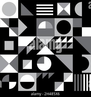 Geometrische Mitte des Jahrhunderts modernen Vektor nahtlose Muster - 60er und 70er funky Muster mit Dreiecken, Kreisen und abstrakten Formen Stock Vektor