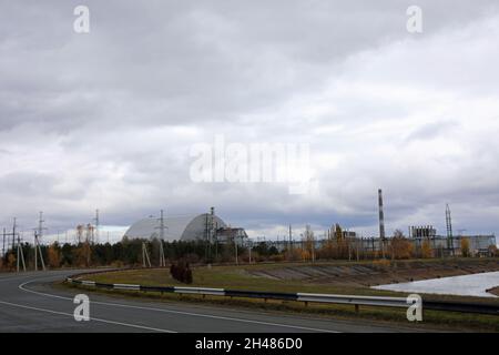 Standort des Reaktors Nr. 4 von Tschernobyl im Jahr 2021 Stockfoto