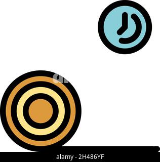 Yoga-Ikone am Morgen. Umriss Morgen Yoga Vektor Symbol Farbe flach isoliert Stock Vektor