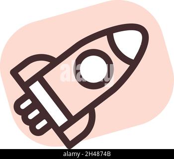 Kinder Spielzeug Raketenschiff, Illustration, Vektor, auf weißem Hintergrund. Stock Vektor