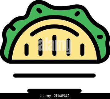 Symbol für Taco-Küche. Umriss Taco Lebensmittel Vektor Symbol Farbe flach isoliert Stock Vektor